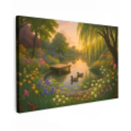 Eenden - Vijver - Bloemen canvas 2cm klein -z3d