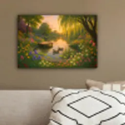 Eenden - Vijver - Bloemen canvas 2cm klein -sfeer3