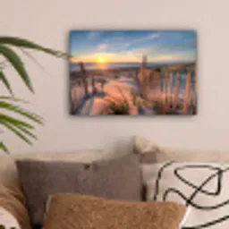 Duin - Zonsondergang - Strand - Planten - Zee canvas 2cm klein -sfeer1