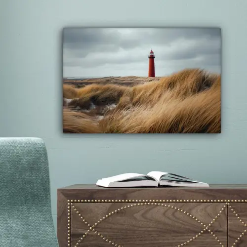 Duinen - Vuurtoren - Rood - Lucht canvas 2cm klein -sfeer4