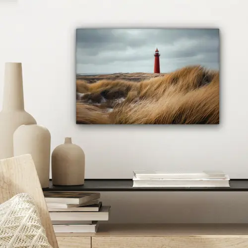 Duinen - Vuurtoren - Rood - Lucht canvas 2cm klein -sfeer6