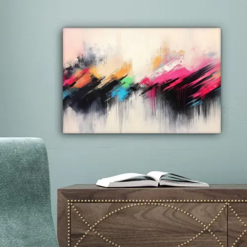 Dynamisch - Abstract - Kleurrijk - Zwart canvas 2cm klein -sfeer4