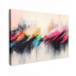 Dynamisch - Abstract - Kleurrijk - Zwart canvas 2cm klein -z3d