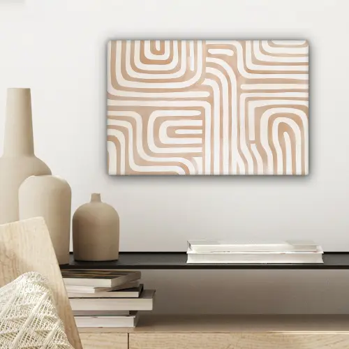 Aardetinten - Labyrintpatroon canvas 2cm klein -sfeer6