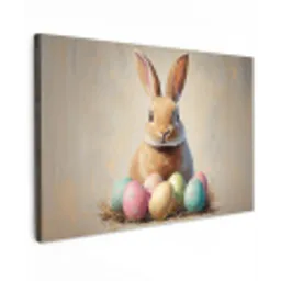 Paashaas - Pastel - Eieren canvas 2cm klein -z3d