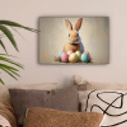 Paashaas - Pastel - Eieren canvas 2cm klein -sfeer1