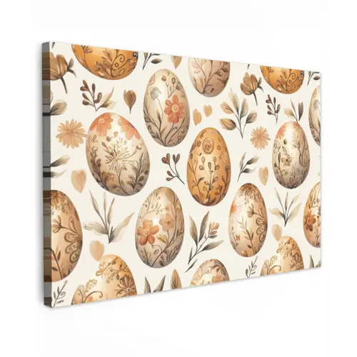Paaseieren - Bruin - Bloemen canvas 2cm klein -z3d