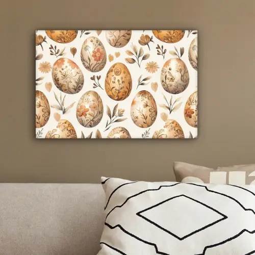 Paaseieren - Bruin - Bloemen canvas 2cm klein -sfeer3