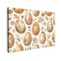 Paaseieren - Bruin - Bloemen canvas 2cm klein -z3d