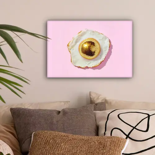 Ei - Disco - Ontbijt - Glitter canvas 2cm klein -sfeer1