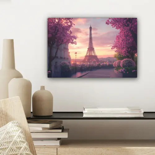 Eiffeltoren - Parijs - Roze canvas 2cm klein -sfeer6