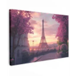 Eiffeltoren - Parijs - Roze canvas 2cm klein -z3d