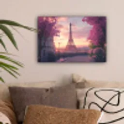 Eiffeltoren - Parijs - Roze canvas 2cm klein -sfeer1