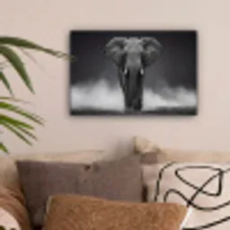 Olifant - Zwart - Wit - Rook canvas 2cm klein -sfeer1