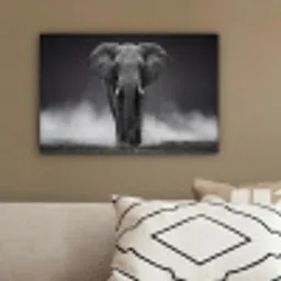 Olifant - Zwart - Wit - Rook canvas 2cm klein -sfeer3