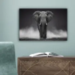 Olifant - Zwart - Wit - Rook canvas 2cm klein -sfeer4