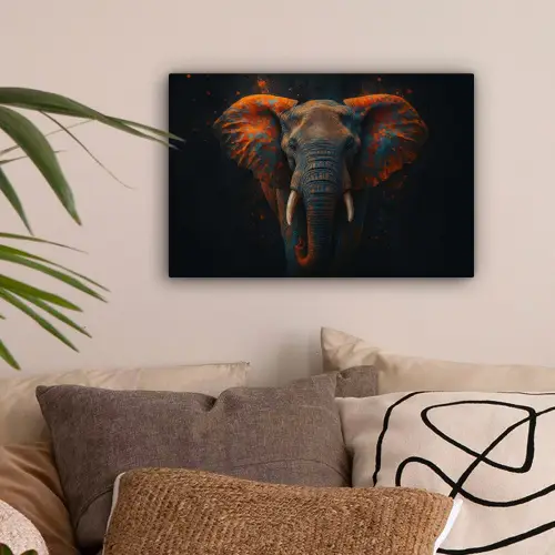 Olifant - Oranje - Oren canvas 2cm klein -sfeer1