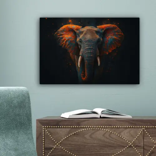 Olifant - Oranje - Oren canvas 2cm klein -sfeer4