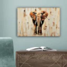 Olifant - Slurf - Mozaïek - Abstract canvas 2cm klein -sfeer4