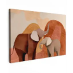 Olifanten - Oranje - Abstract canvas 2cm klein -z3d