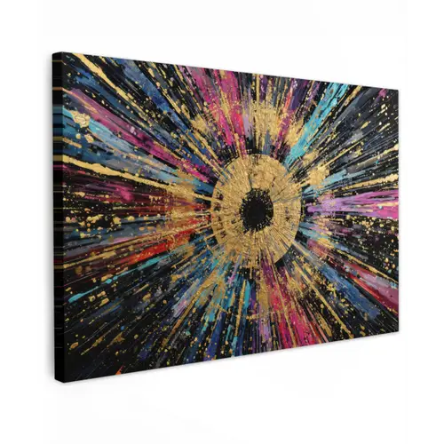 Explosie - Goud - Kleurrijk - Abstract canvas 2cm klein -z3d