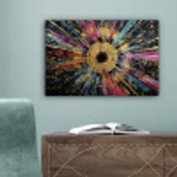 Explosie - Goud - Kleurrijk - Abstract canvas 2cm klein -sfeer4
