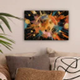 Explosie - Verfstructuur - Goud - Abstract canvas 2cm klein -sfeer1