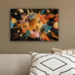 Explosie - Verfstructuur - Goud - Abstract canvas 2cm klein -sfeer3