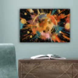 Explosie - Verfstructuur - Goud - Abstract canvas 2cm klein -sfeer4