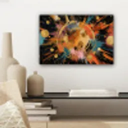 Explosie - Verfstructuur - Goud - Abstract canvas 2cm klein -sfeer6