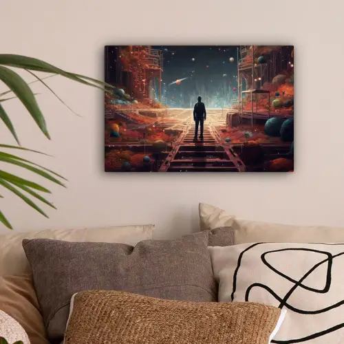 Buitenaards - Astronaut - Planeten - Ruimte canvas 2cm klein -sfeer1