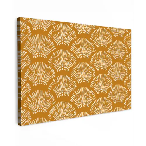 Waaierachtige motieven - Geel - Vintage canvas 2cm klein -z3d