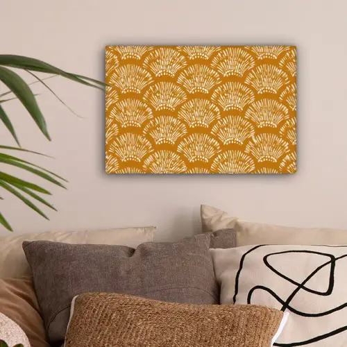 Waaierachtige motieven - Geel - Vintage canvas 2cm klein -sfeer1
