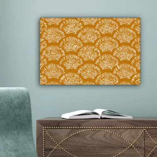 Waaierachtige motieven - Geel - Vintage canvas 2cm klein -sfeer4