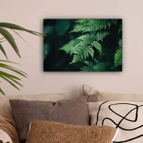 Varenblad - Groen - Structuur - Wazig canvas 2cm klein -sfeer1