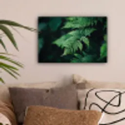 Varenblad - Groen - Structuur - Wazig canvas 2cm klein -sfeer1