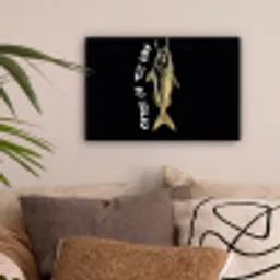 Vis - Zwart - Goud - Tekst canvas 2cm klein -sfeer1