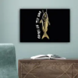 Vis - Zwart - Goud - Tekst canvas 2cm klein -sfeer4