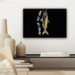 Vis - Zwart - Goud - Tekst canvas 2cm klein -sfeer6