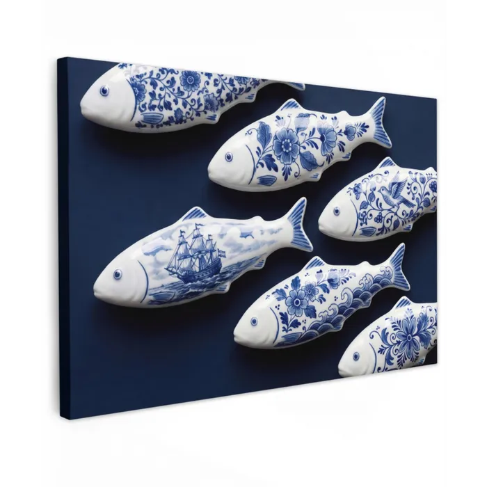 Vissen - Delfts - Blauw - Keramiek canvas 2cm klein -z3d