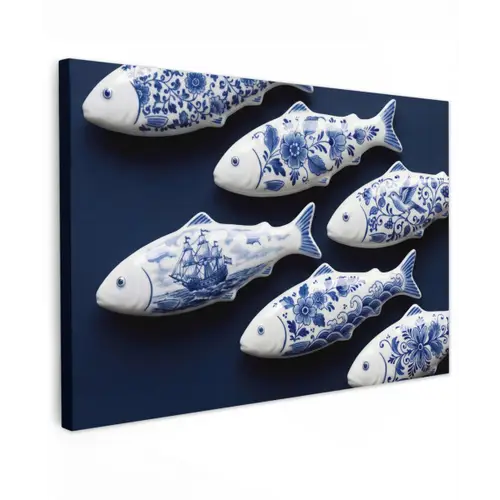 Vissen - Delfts - Blauw - Keramiek canvas 2cm klein -z3d