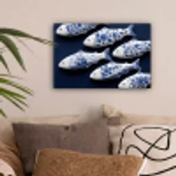 Vissen - Delfts - Blauw - Keramiek canvas 2cm klein -sfeer1