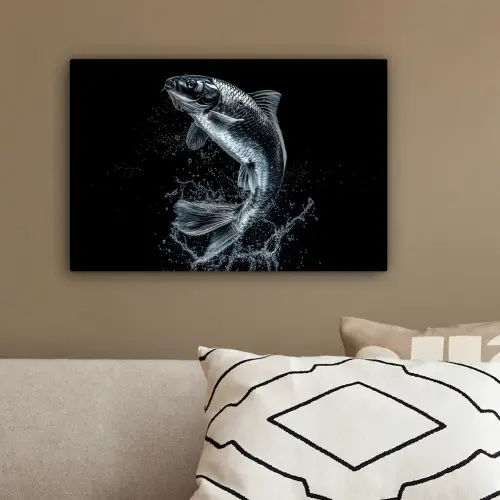 Vis - Koi - Zwart - Water canvas 2cm klein -sfeer3