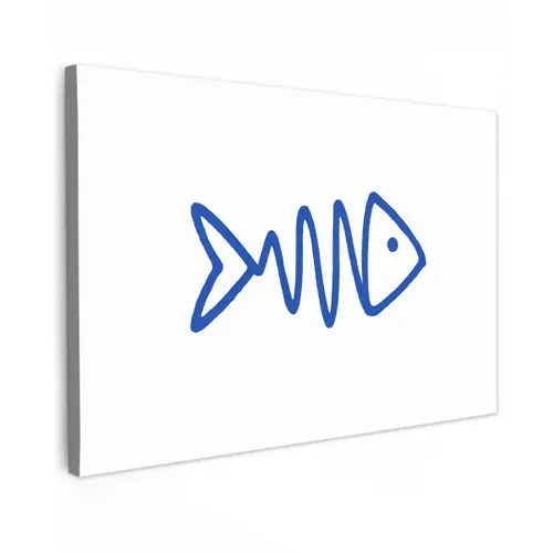 Vis - Minimalistisch - Blauw - Lijn canvas 2cm klein -z3d
