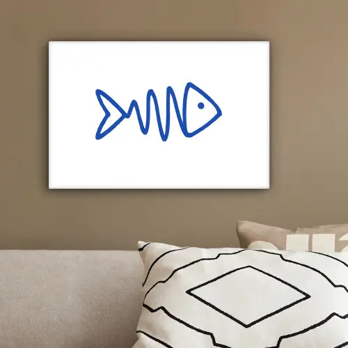 Vis - Minimalistisch - Blauw - Lijn canvas 2cm klein -sfeer3