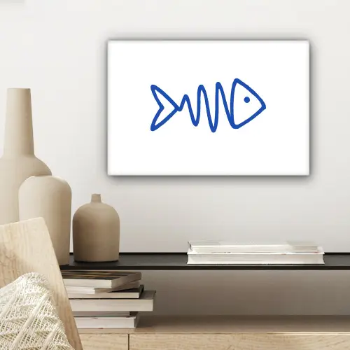 Vis - Minimalistisch - Blauw - Lijn canvas 2cm klein -sfeer6