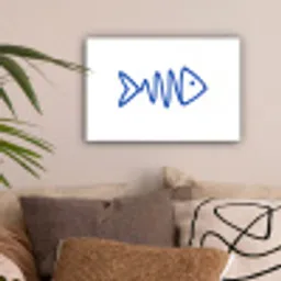 Vis - Minimalistisch - Blauw - Lijn canvas 2cm klein -sfeer1