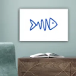 Vis - Minimalistisch - Blauw - Lijn canvas 2cm klein -sfeer4