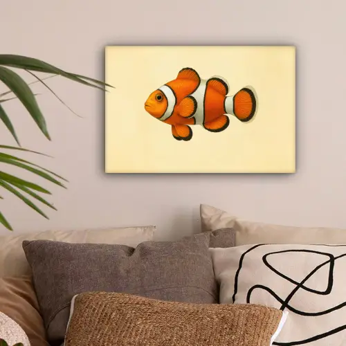 Vis - Oranje - Strepen canvas 2cm klein -sfeer1