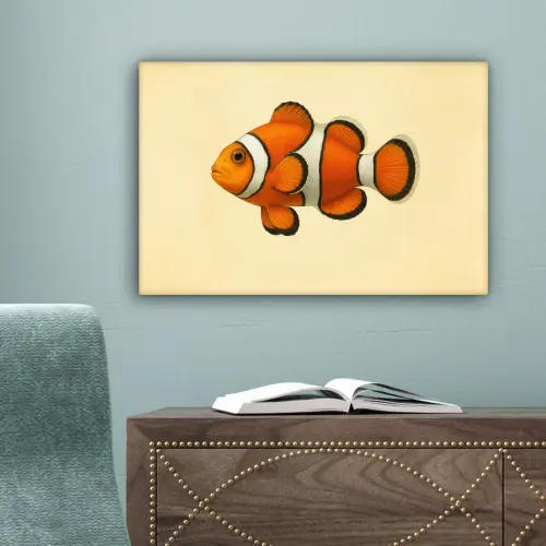 Vis - Oranje - Strepen canvas 2cm klein -sfeer4